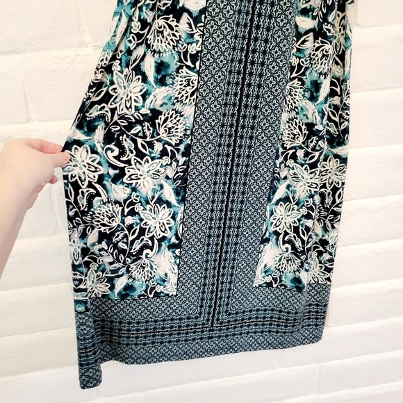 London Times Women's Size 6 Sleeveless Blue Patterned Sheath Dress - Picture 3 of 9